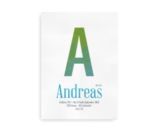 Navneplakat med geometrisk mønster til drenge