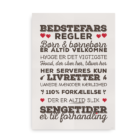 Den klassiske "Bedstefars Regler" plakat - brun med røde hjerter