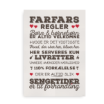 Den klassiske plakat med "Farfars Regler" - Brun med røde hjerter