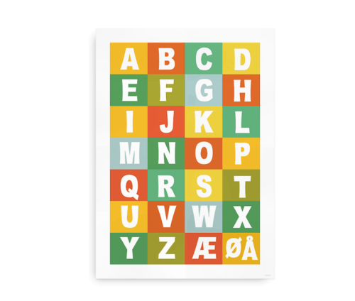Alfabetplakat i flere farver - multifarvet