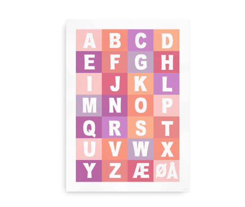 Alfabetplakat i flere farver - pige