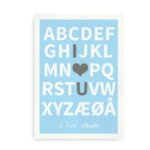 I Love You plakat med navn - blå