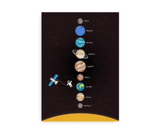 Astrologi plakat med vores solsystem til børn