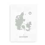 Plakat med Danmarkskort - støvet grøn
