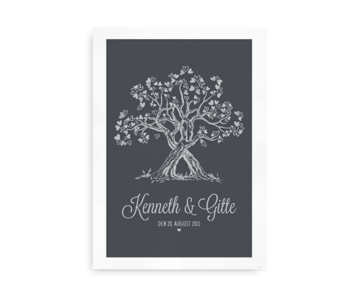 Plakat til brudeparret - gaveidé - "Hjertetræ"