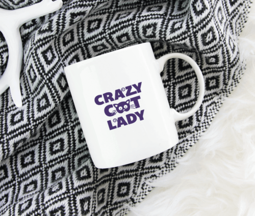 Krus med teksten "Crazy Cat lady"