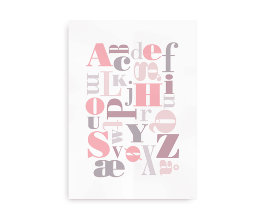 Upside down letters - plakat med alfabet til piger