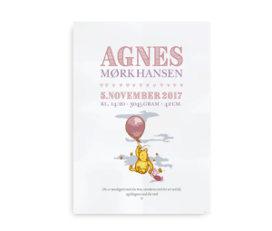 Navneplakat til pige med Plys bjørn