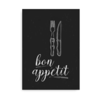 Bon Appetit - køkken plakat hvid på sort baggrund