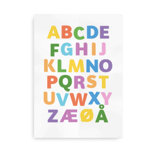 Farvet alfabetplakat til børn