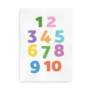 Farvet talplakat - plakat med talrækken til børn