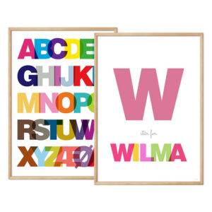 ABC plakat + navneplakat Helvetica - til piger