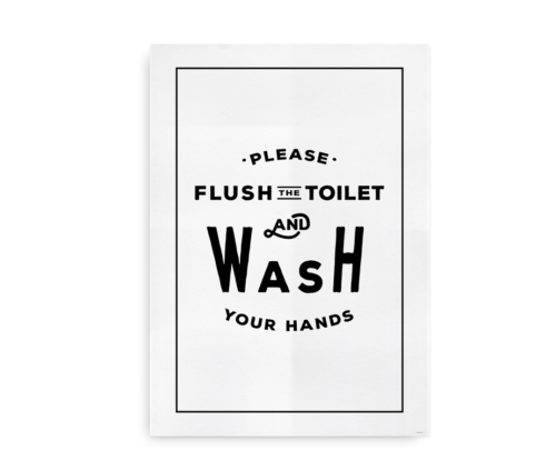 Flush and Wash - plakat til badeværelset