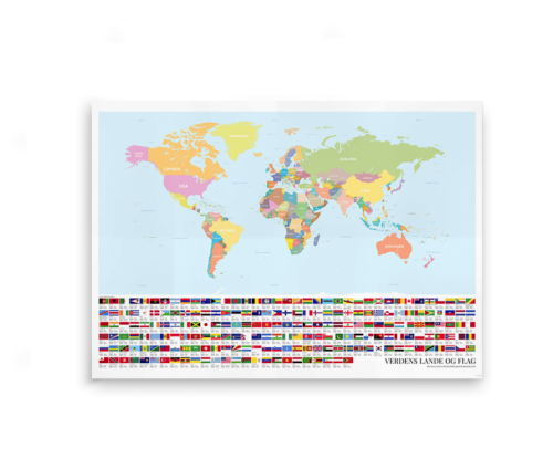 Verdens lande og flag - plakat opdateret 2021