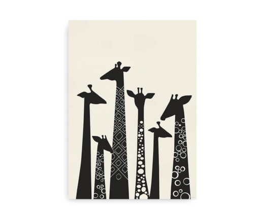 Plakat med giraffer - sort