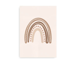 Plakat med en boheme-inspireret regnbue i jordtoner og bløde beige nuancer, perfekt til moderne og minimalistisk boligindretning.