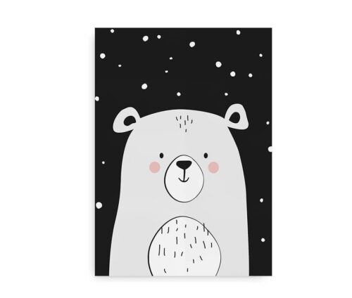 Polar Bear- plakat med isbjørn - sort