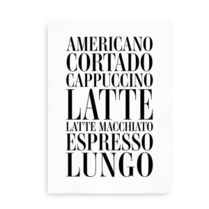 Coffee Time - plakat med kaffetyper