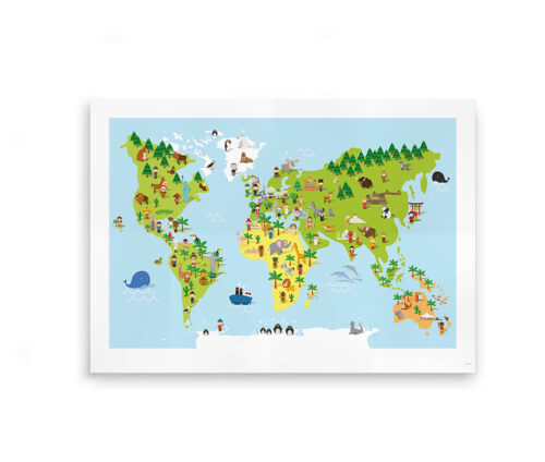 Plakat med verdenskort til børn