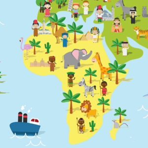 Plakat med verdenskort til børn - Afrika