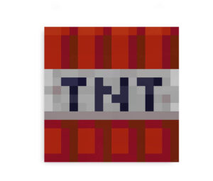 Pixelart af en TNT-blok fra Minecraft.