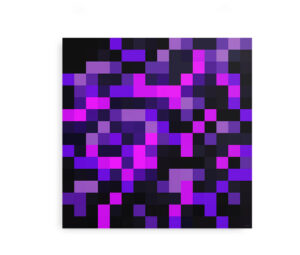 Plakat af Minecraft Crying Obsidian i pixelart, med nuancer af lilla og sort, der fremhæver de karakteristiske tårer af obsidian.