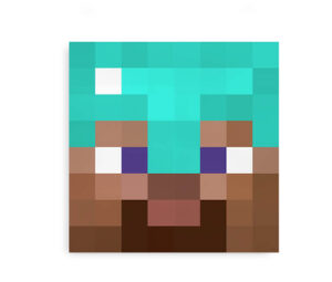 Minecraft Steve Diamond Armor - Kvadratisk plakat med Minecraft Steve karakters ansigt med diamanthjelm.