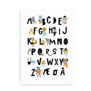Alfabetplakat med hipsterdyr - ABC plakat
