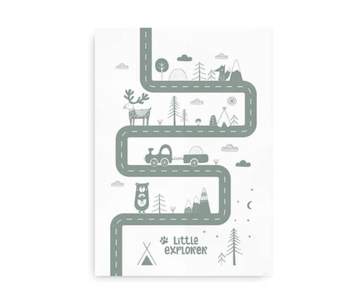 Little Explorer - plakat til børneværelset oliven