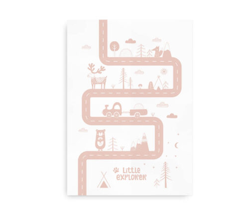 Little Explorer - plakat til børneværelset rosa