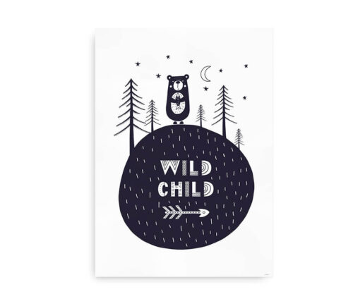 Wild Child - plakat til børneværelset - midnatsblå