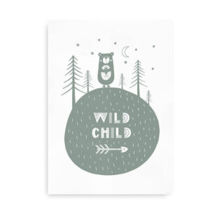 Wild Child - plakat til børneværelset - oliven