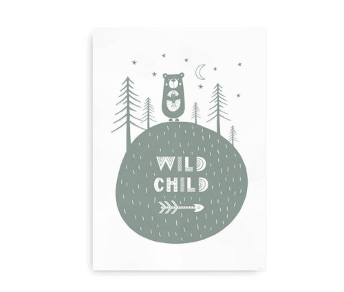 Wild Child - plakat til børneværelset - oliven