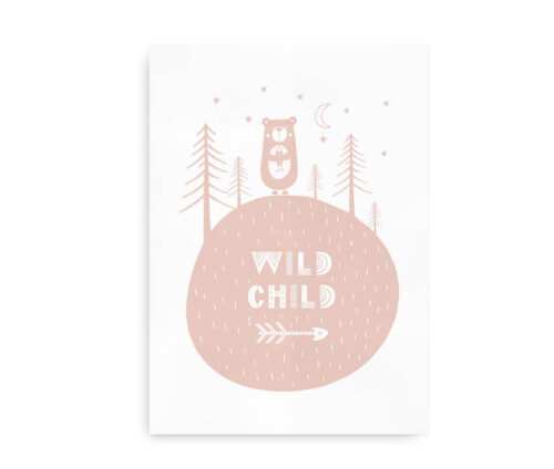 Wild Child - plakat til børneværelset - rosa