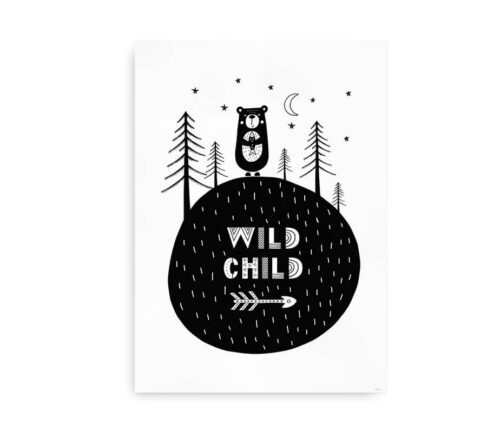 Wild Child - plakat til børneværelset - sort
