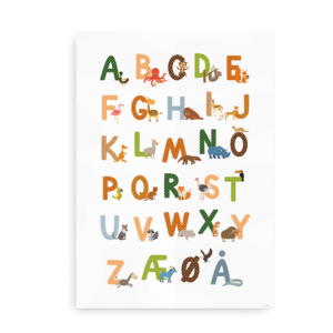 Alfabetplajat med dyr - ABC plakat