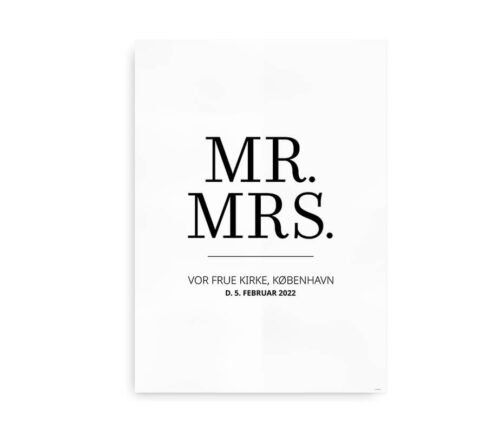 Mr. Mrs. bryllupsplakat