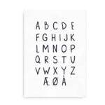 Håndskrevet alfabetplakat - midnatblå
