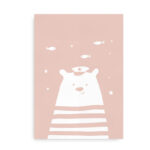 Isbjørn - børneplakat - rosa