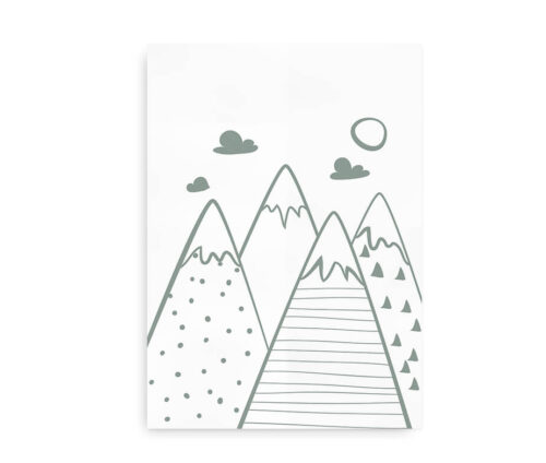 Mountains - Plakat til børneværelset - oliven