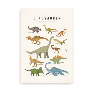 Dinosaurer I med navne - Plakat til børn