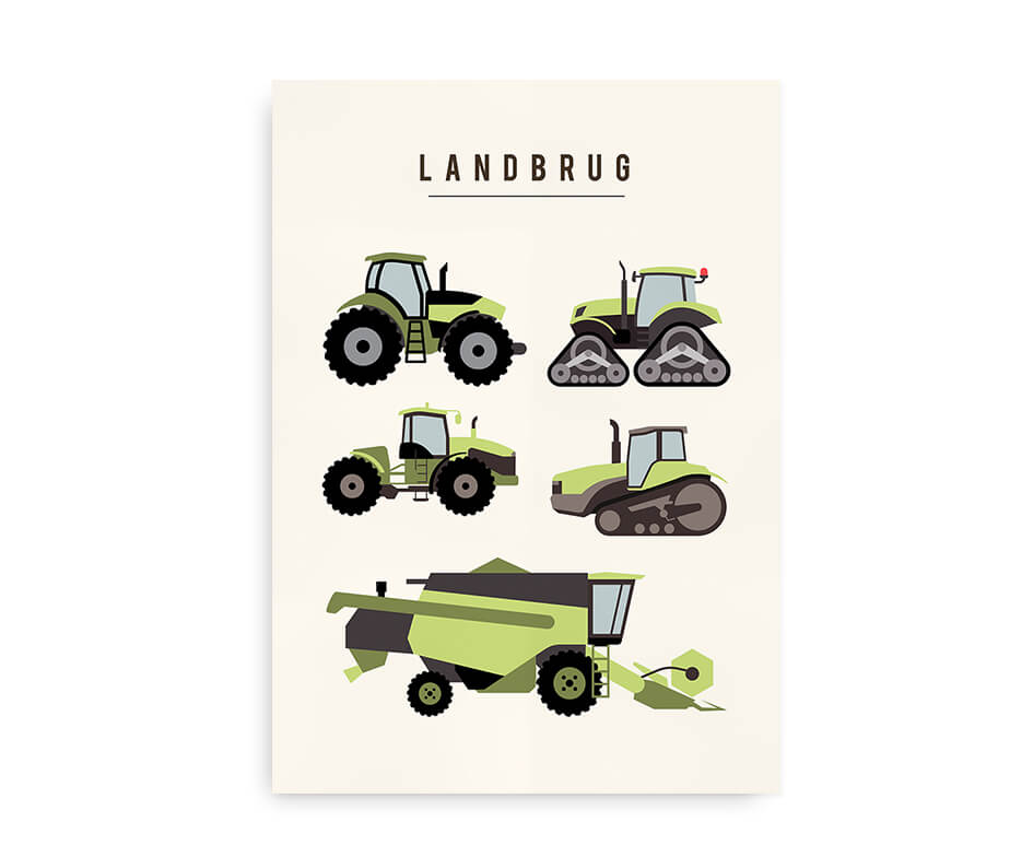 Plakat med landbrugsmaskiner