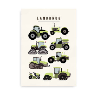 Plakat til børn med landbrugsmaskiner