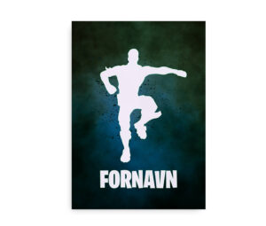 Fortnite-inspireret navneplakat med silhuetten af dansen "Best Mates" og tilpasset navn.