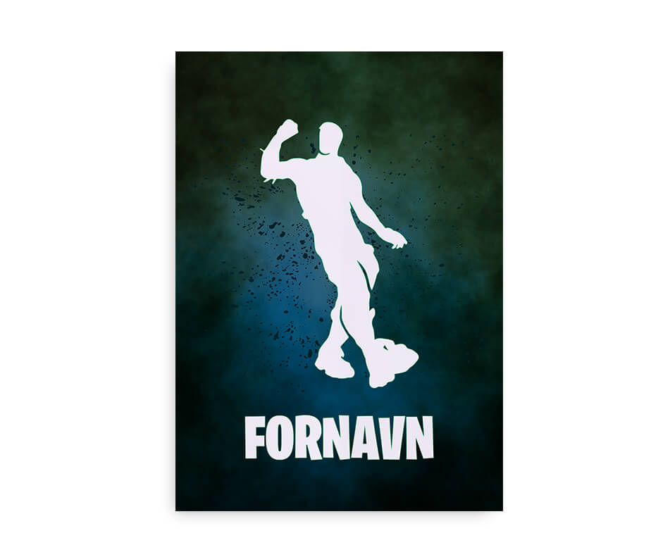Fortnite Dance - plakat med navn og valgfri figur - Grøn_turkis - Hype