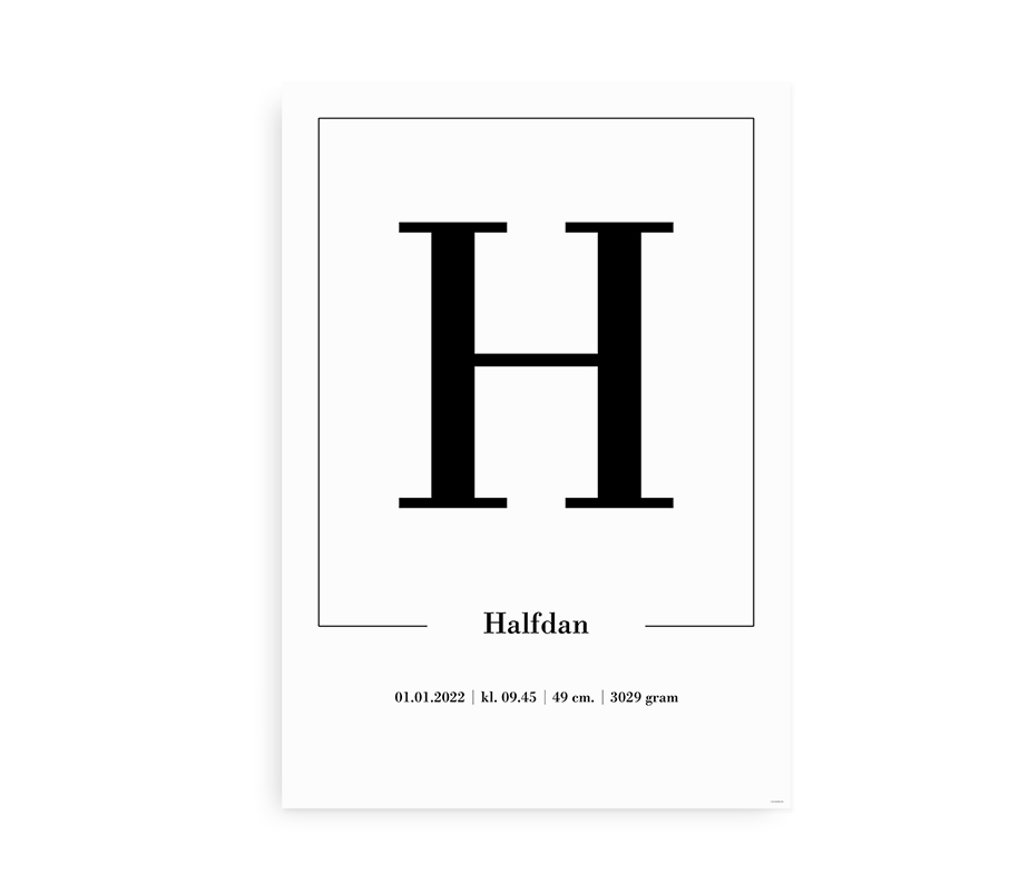 Fødselsplakat med bogstav - H