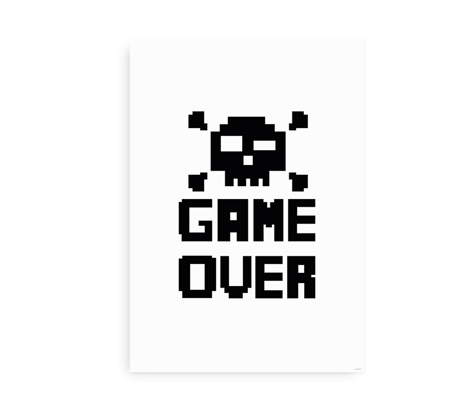 Game Over - plakat til gameren med bit grafik