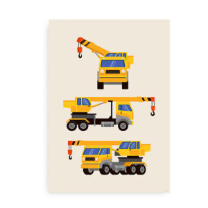 Plakat med byggerimaskiner - kranbil