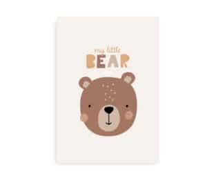 Plakat med en sød bjørneillustration og teksten "My Little Bear".