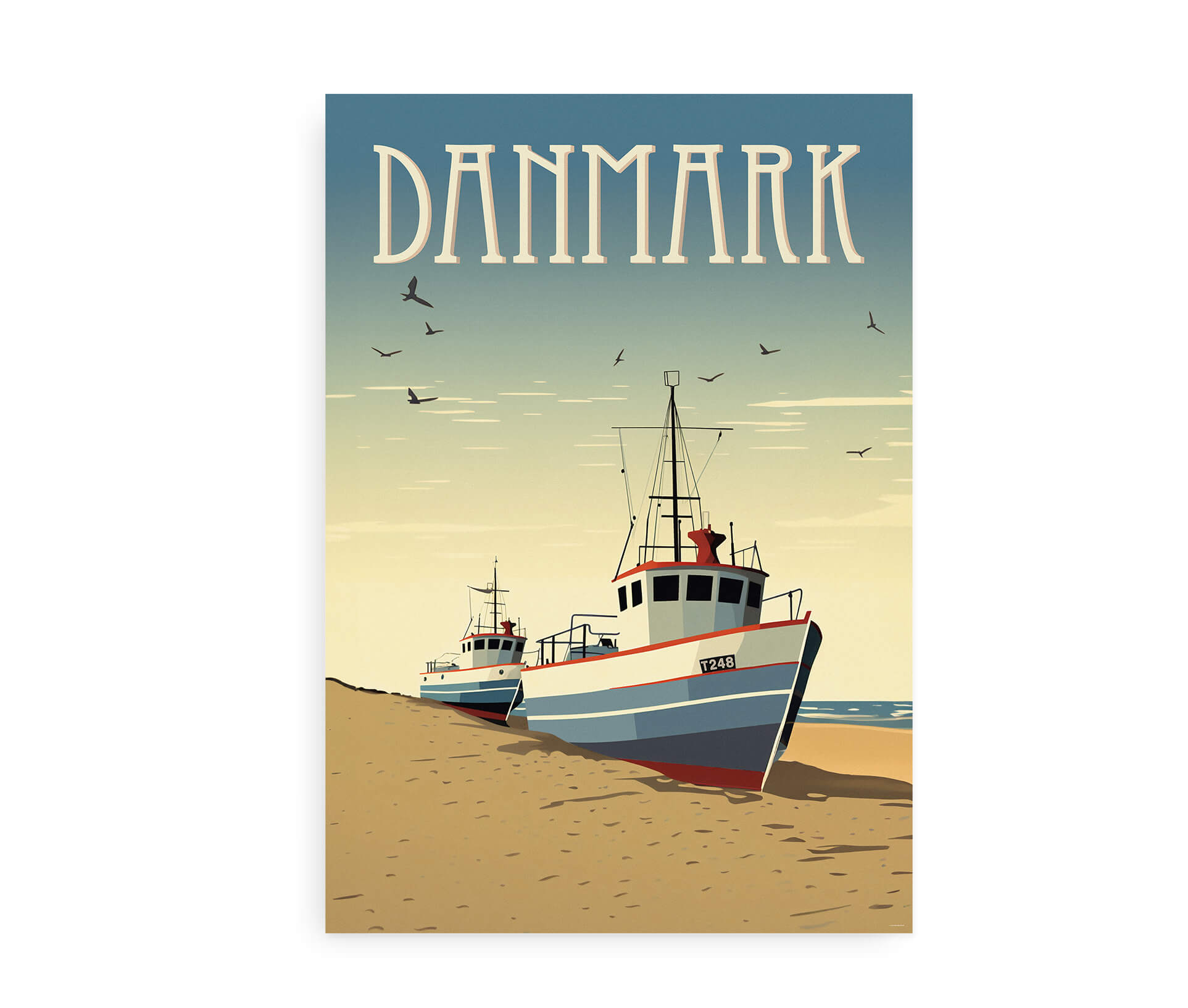 Danmark ved Vesterhavet - Klassiske fiskekuttere på stranden